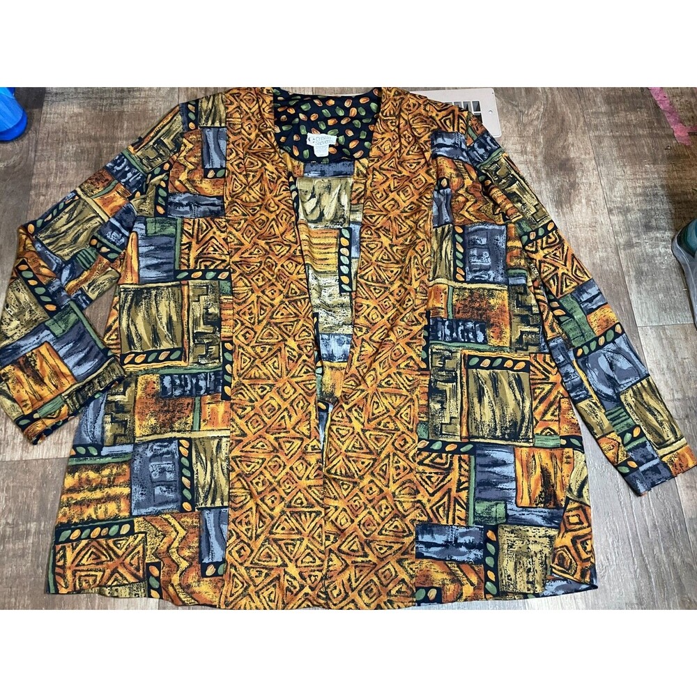 Cristin Stevens Jacket Womens Large L Open Front Long Sleeve Vintage Rayon Blend